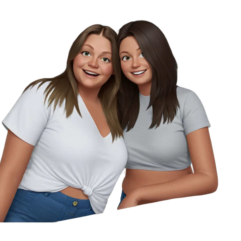 happy girls in casual outfits emoji