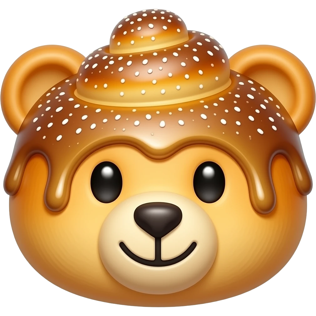 Glazed honey bun teddy bear face emoji