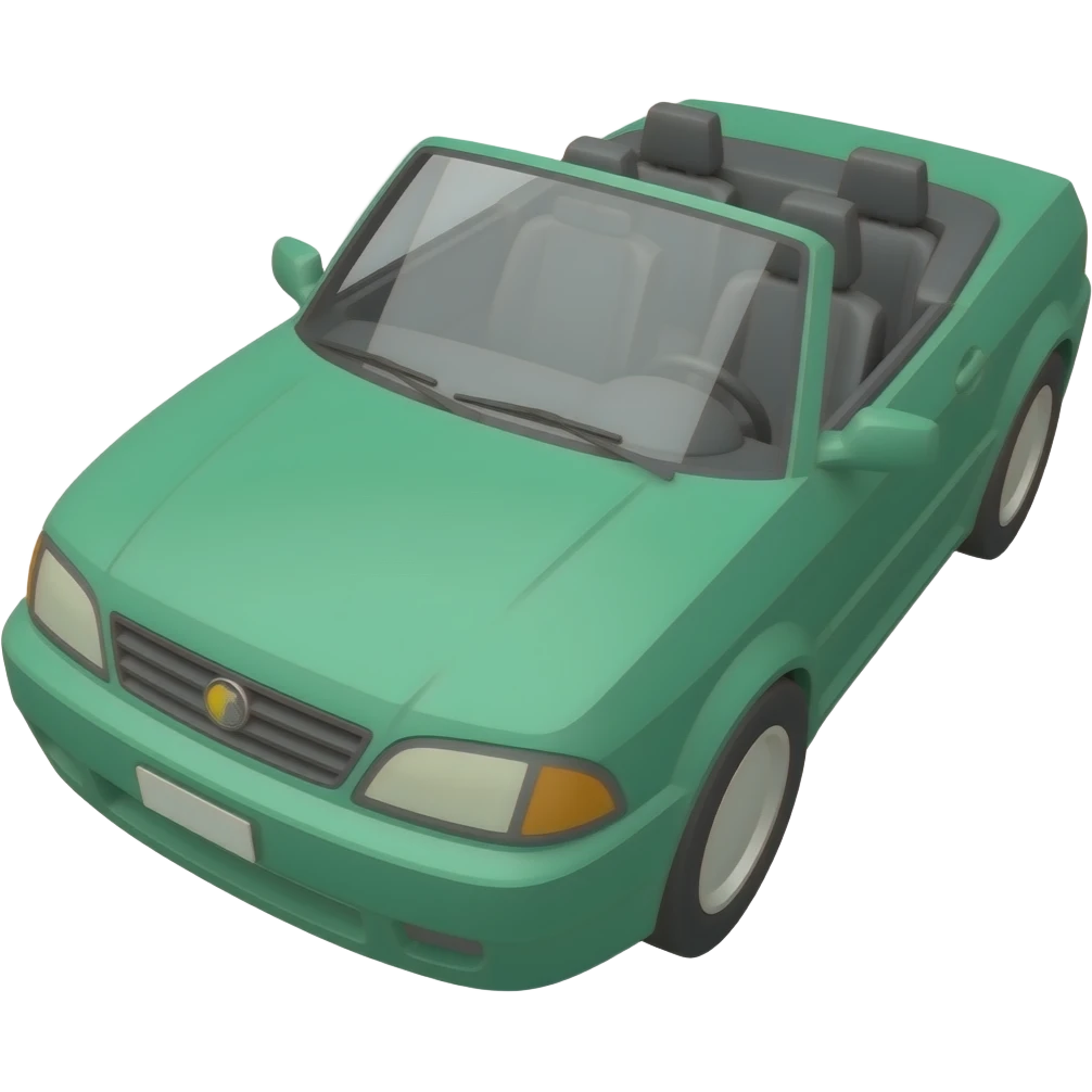 Low poly 1997 green convertible emoji