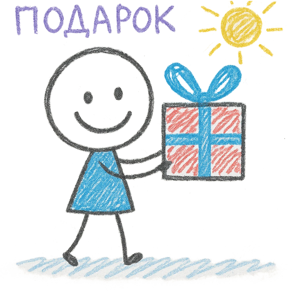 Подарок. Минималистичный линейный рисунок  emoji