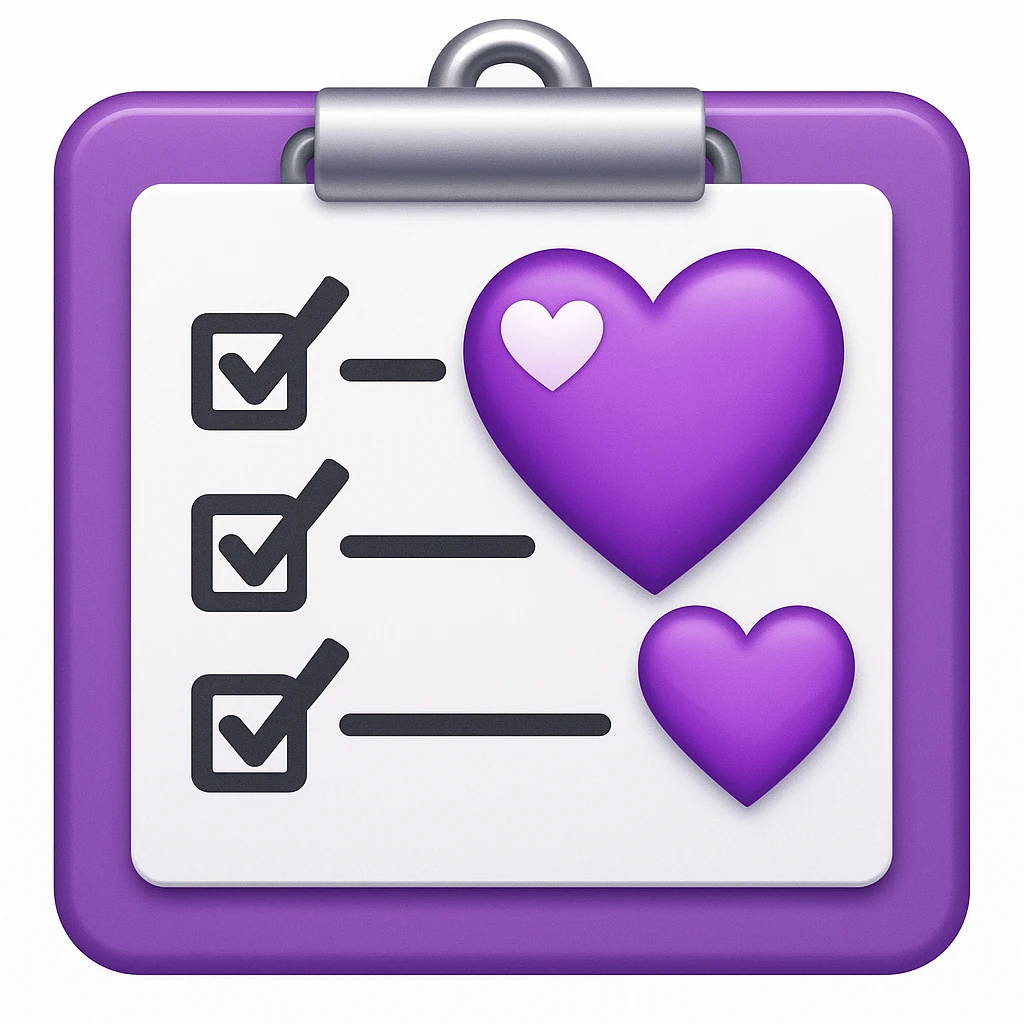 checklist purple heart emoji  emoji
