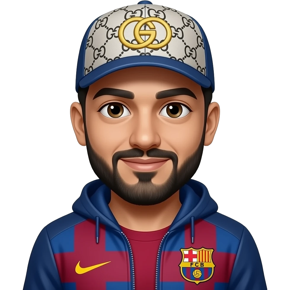 Arabe, veste Barca, casquette Gucci emoji
