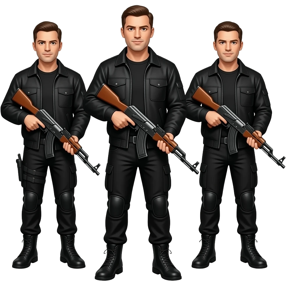 All black outfit men holding a ak47 emoji