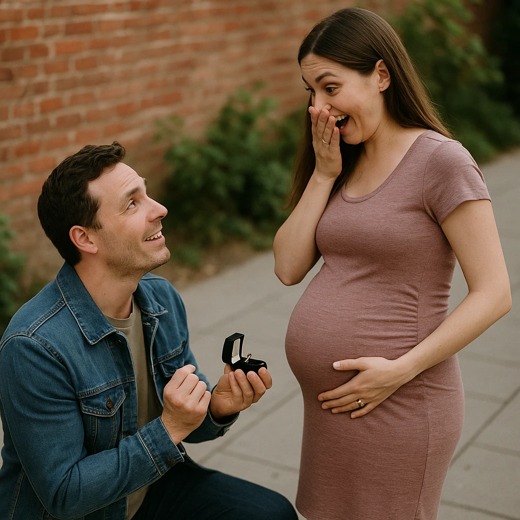 man proposing to his girlfriend and finding out she is pregnant emoji