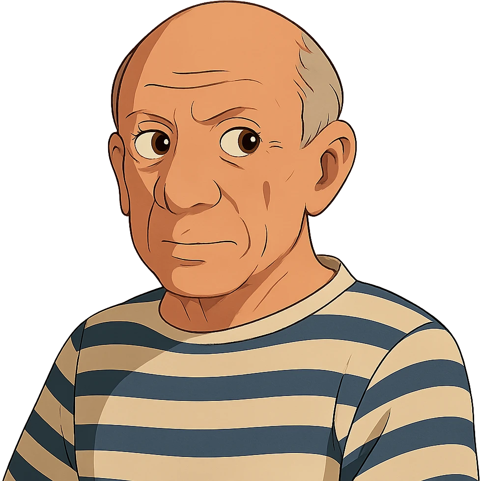 auto portrait of Pablo Picasso in ghibli style emoji