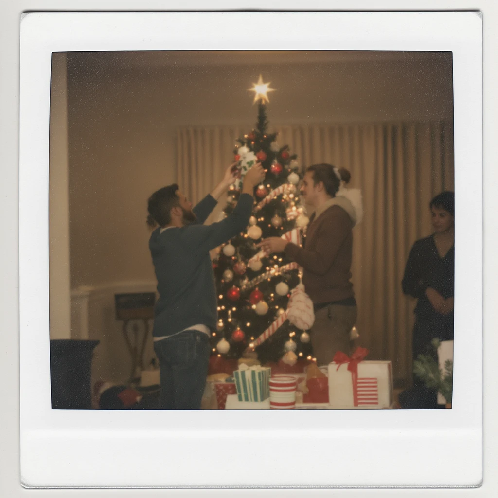 people decorating a Christmas tree emoji