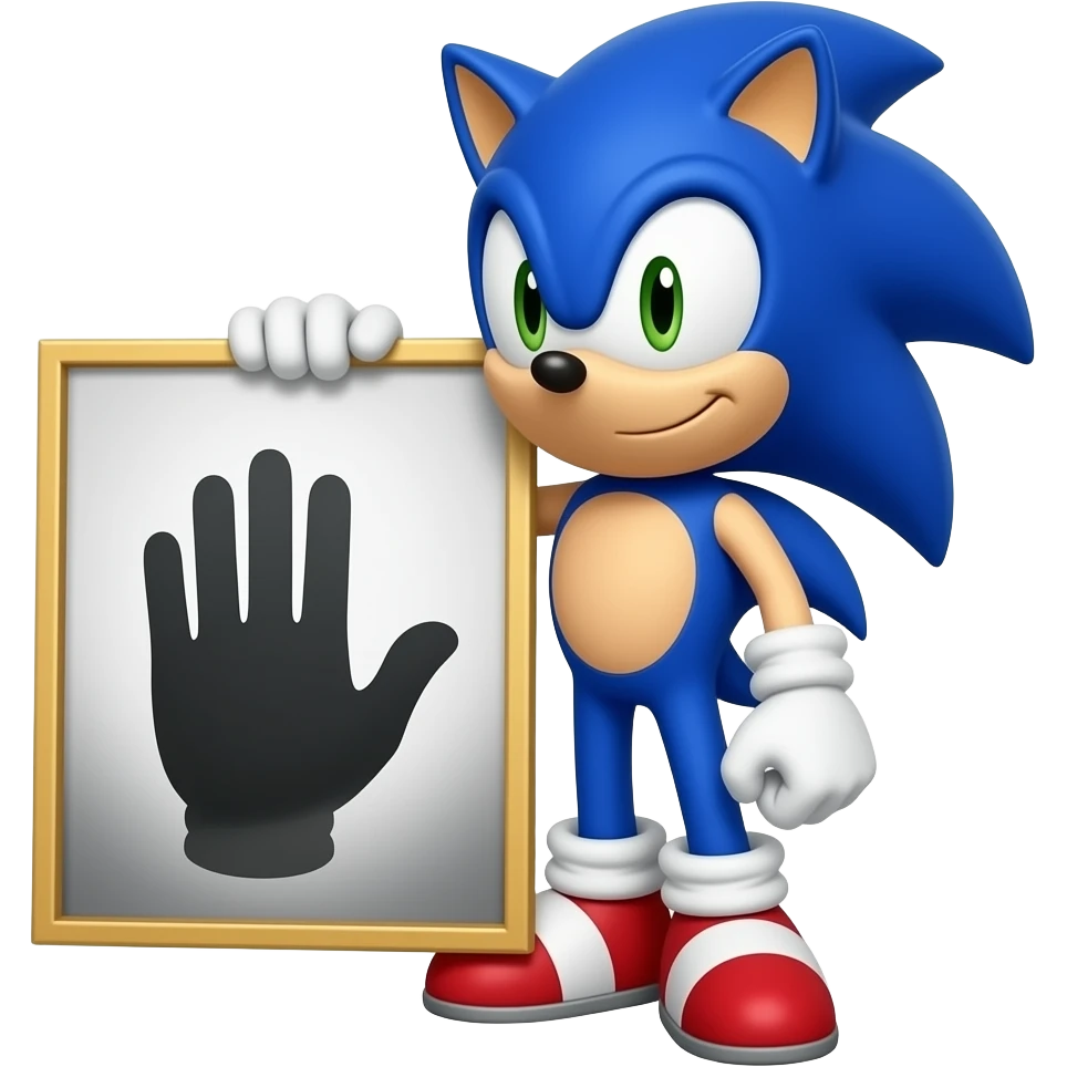 Sonic the hedgehog holding shadows hand emoji