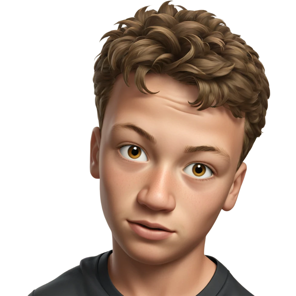 brown haired boy indoors portrait emoji