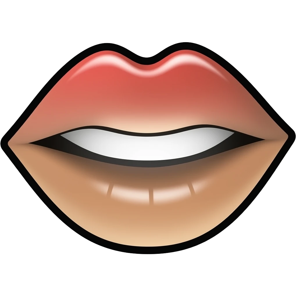 thick black outline, red lipstick emoji, thick black outline, simple cartoon emoji
