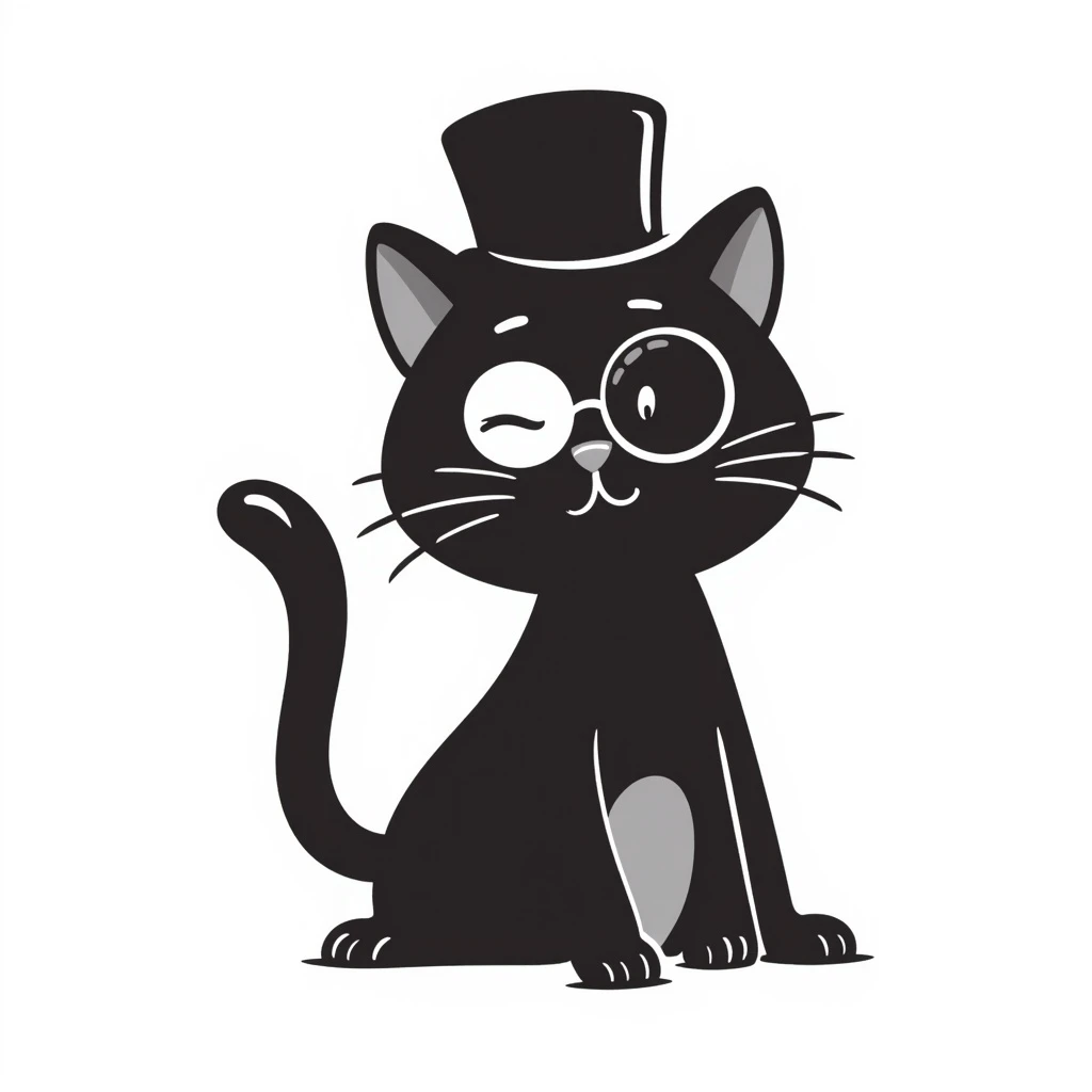 A cute cartoon-style emoji of a cat wearing a top hat and monocle, looking sophisticated emoji
