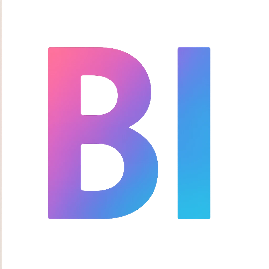 the word BI in pink, purple, and blue letters emoji