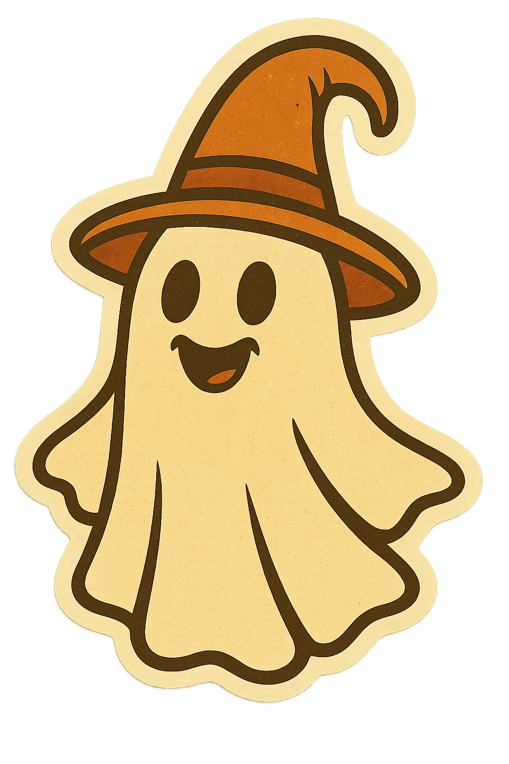 Create images of happy retro ghosts, pumpkins, spiders, witches for stickers. Use this image for inspiration. emoji