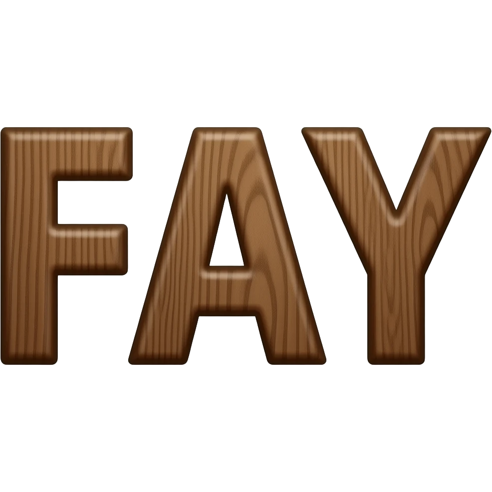 letters FAY in dark brown wood emoji