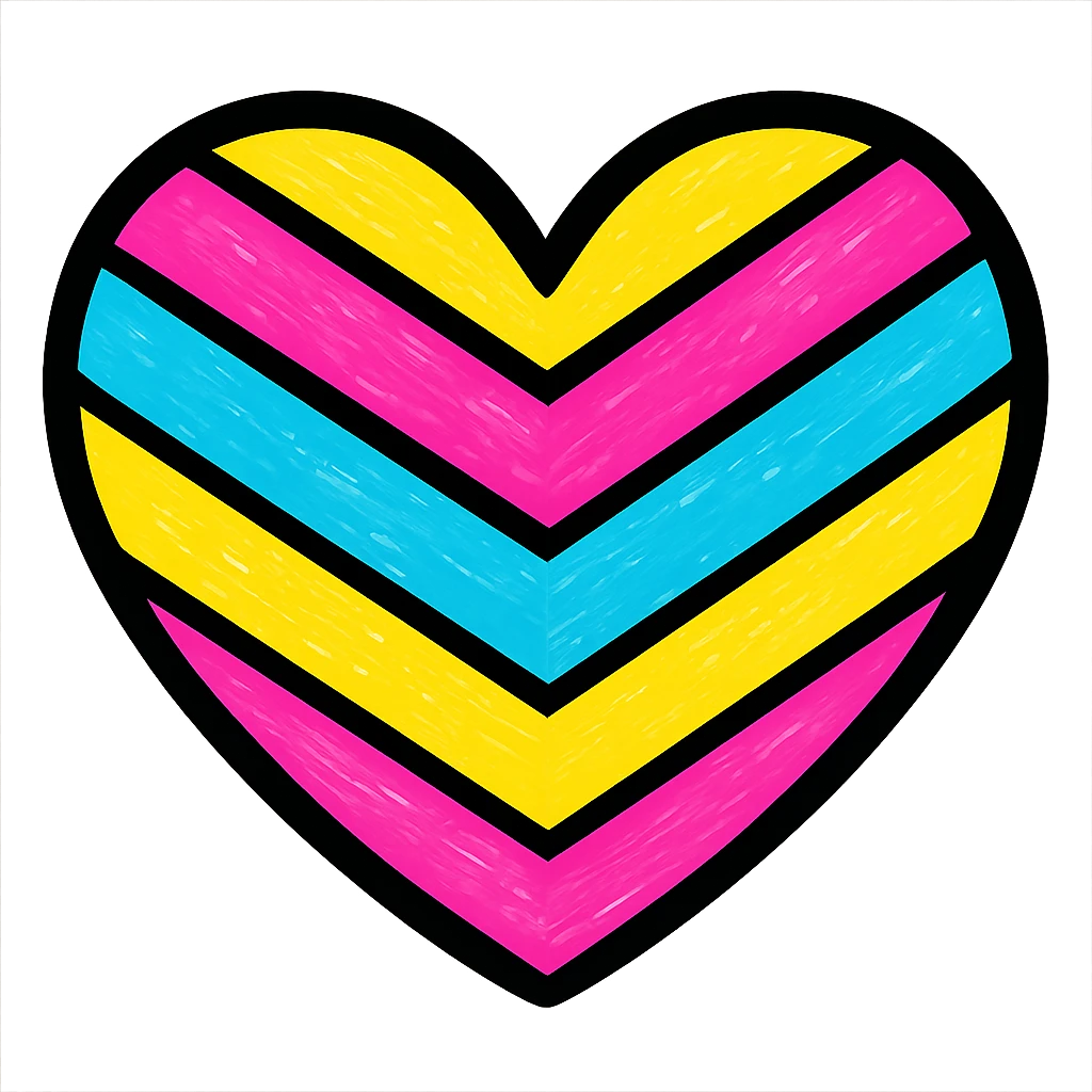 heart with a chevron stripe pattern, digital illustration style emoji
