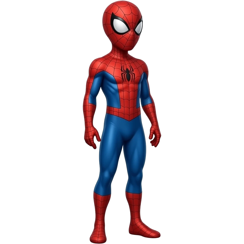 full standing spider gwen in proper classic red, blue spiderman suit with mask ( right side angle) emoji