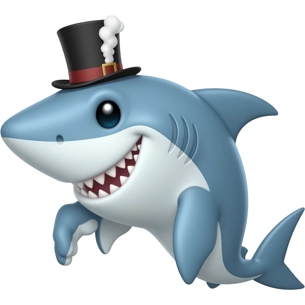 Shark with a top hat emoji