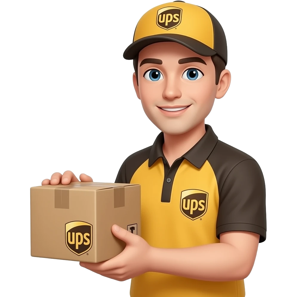 Delivery man throw away a Ups pakket emoji