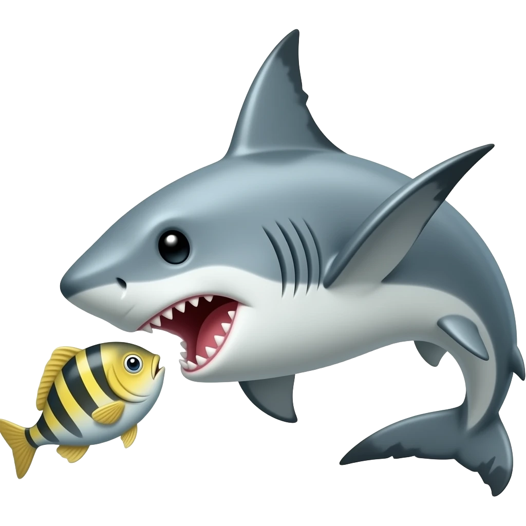 shark chasing one fish emoji