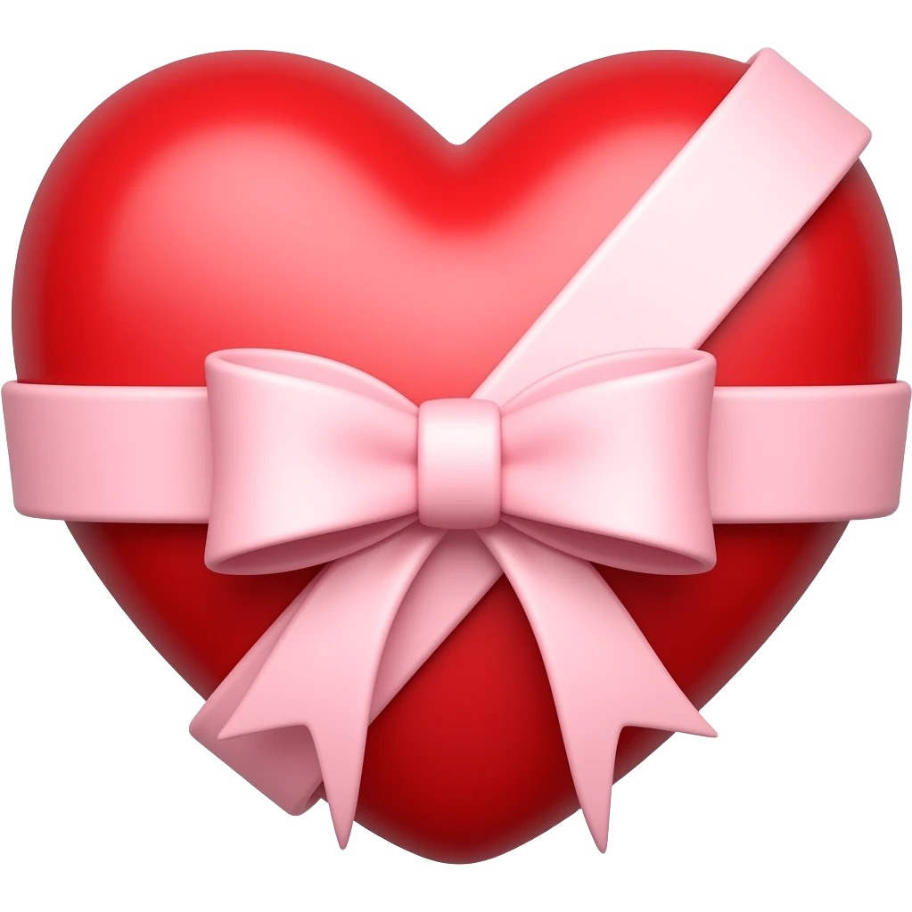 Coração vermelho com laço fofo da cor rosa emoji