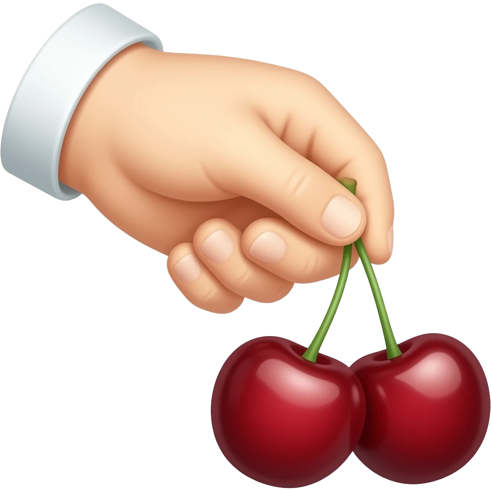 Cherries with hand on it emoji