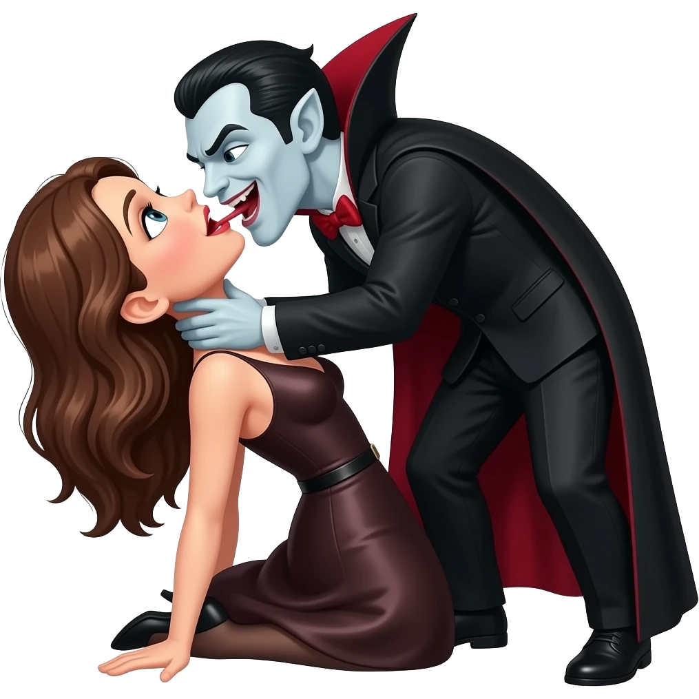 A vampire biting a woman’s neck emoji