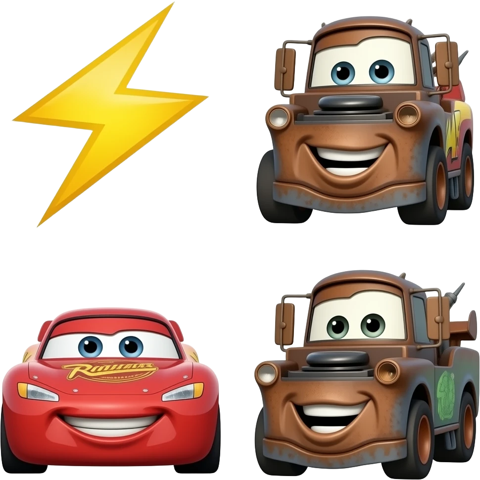 Lightning McQueen and tow mater and sally carrera emoji