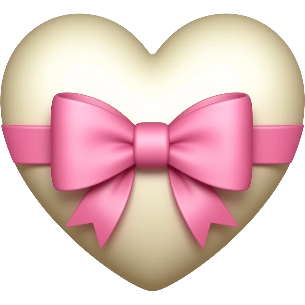 Beige heart with a pink ribbon bows emoji
