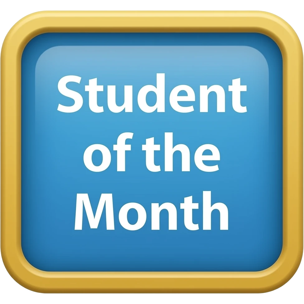 soft blue yellow school frame “Student of the Month”, transparent background inspired by barbie colour pallete emoji