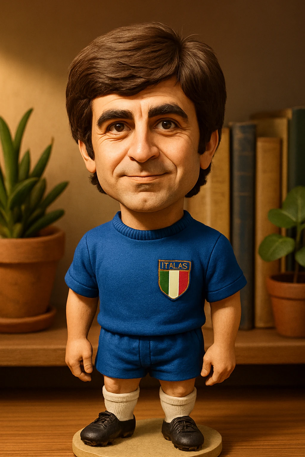 Джанни Ривера в форме сборной Италии 1969 смотрит на прямо на зрителя и слегка улыбается, освещение с левой верхней стороны кадра emoji