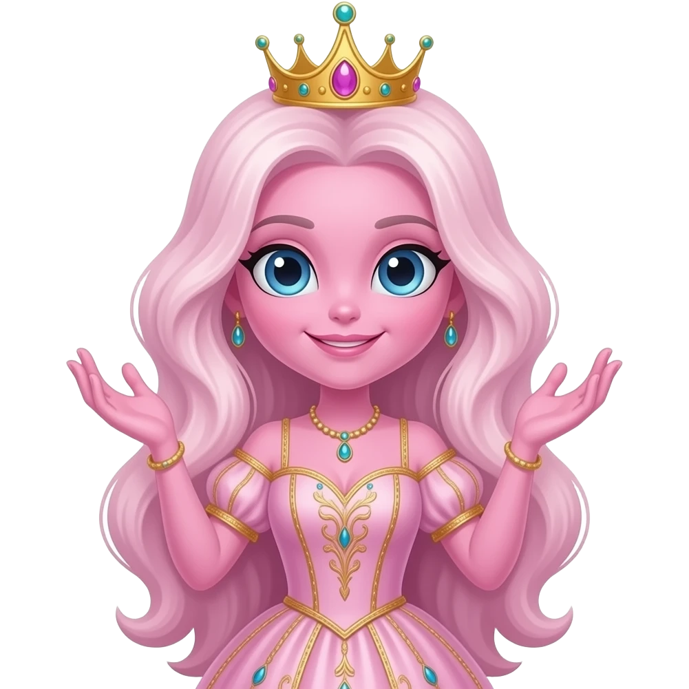 i want an emojis for my super fan club in tiktok my theme is beautiful dressed alien with ladies hair theme in pink color having crown and celebration type emoji