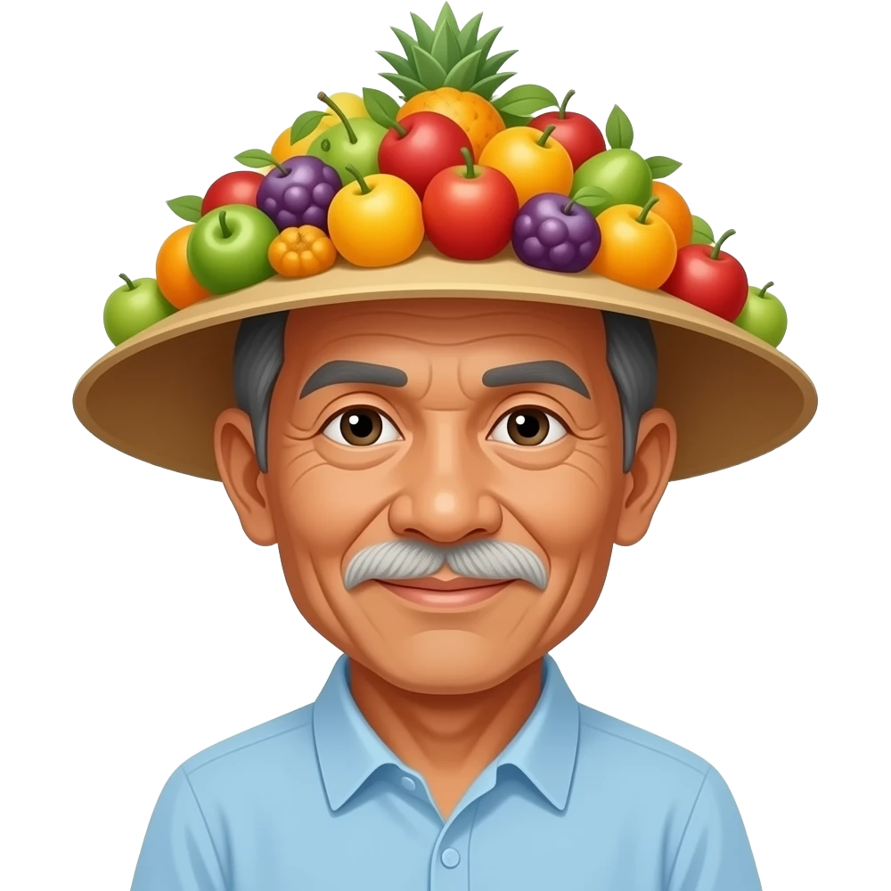 cambodian uncle  wearing Fruit Hat emoji