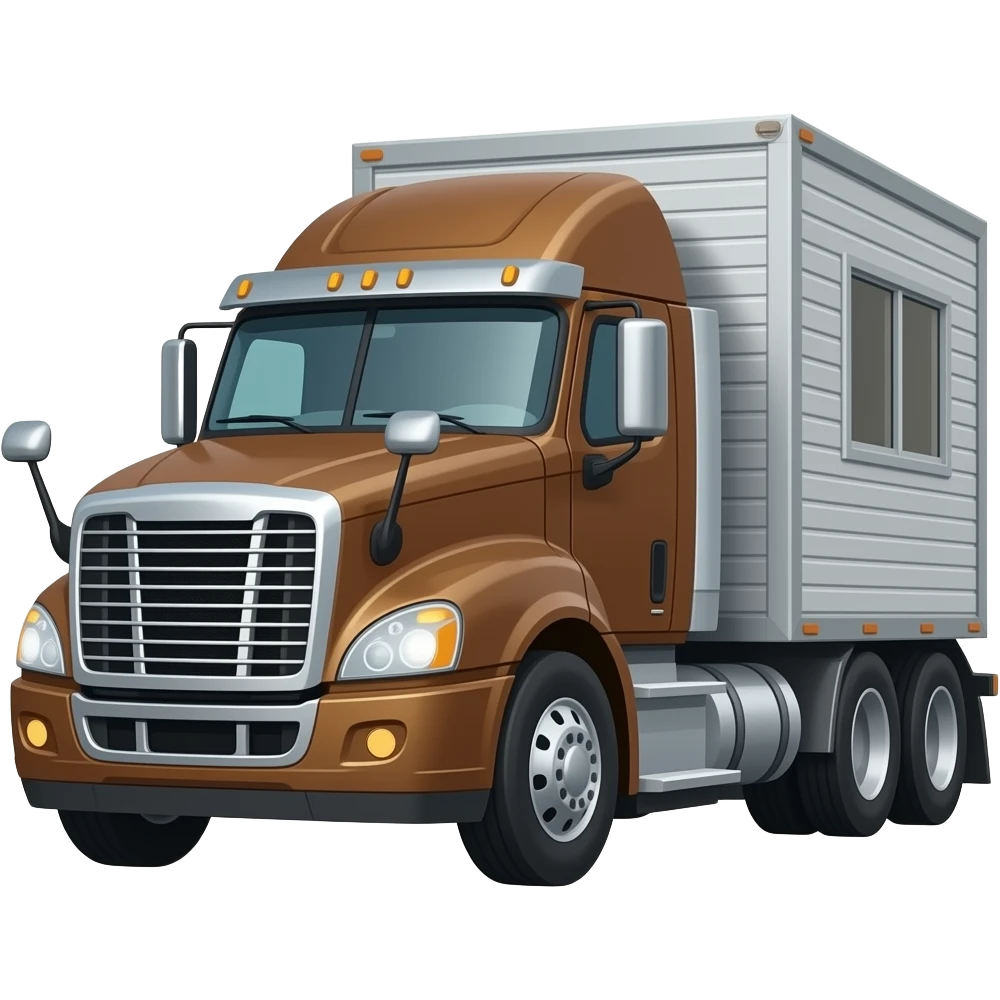 Semi truck with mobile modular building emoji
