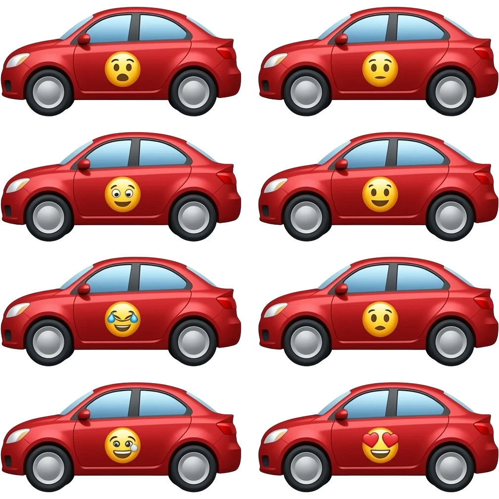 Made by emoji making stickers making emoji red colour cars  looking one sides. difference difference designs difference designs an 12 car emoji