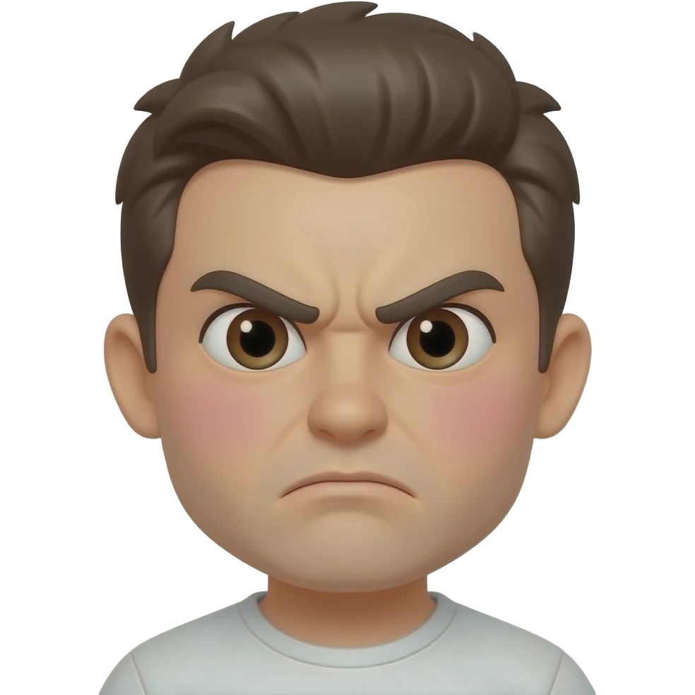 Fenouil rond joues roses, sourcils froncés, yeux marrons, énervé emoji