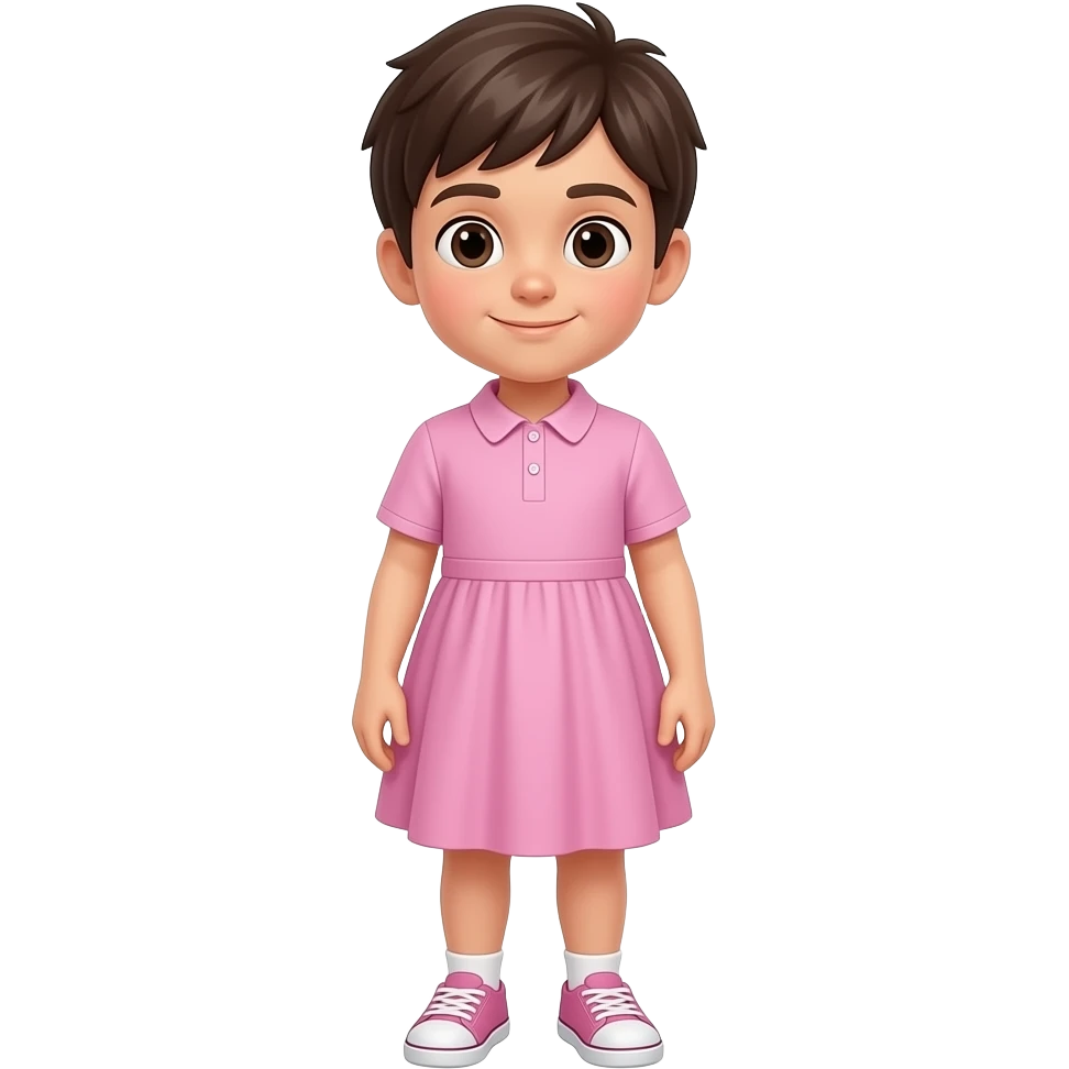 full body view of a boy wearing a pinkdress emoji