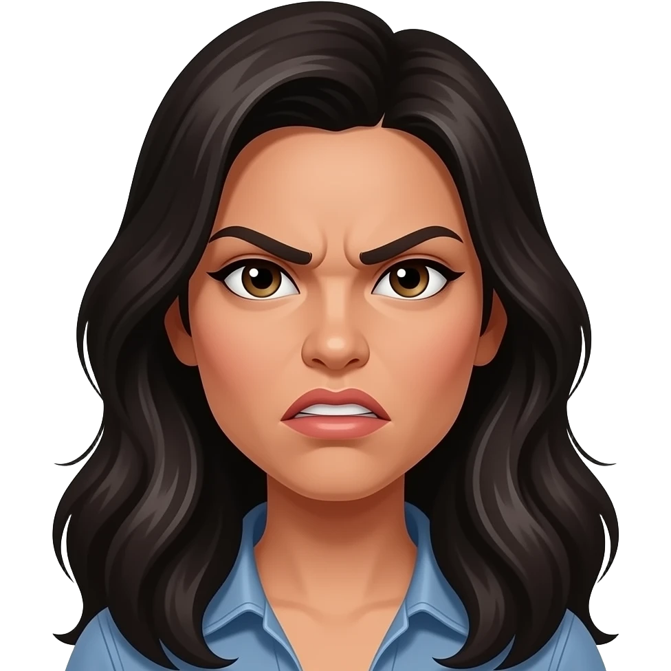 Angry latina with long hair emoji