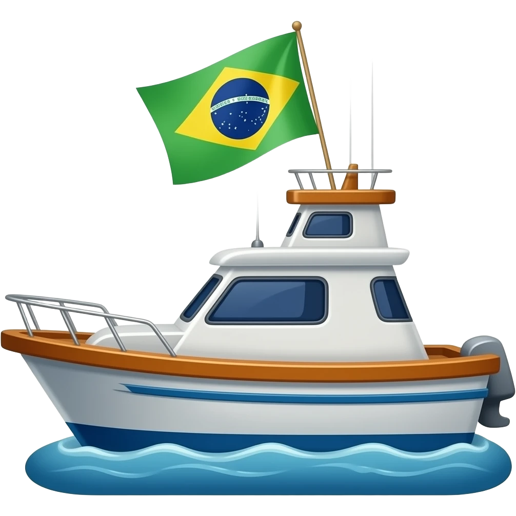 modern boat, used by fishers with a Brazilian flag on top emoji