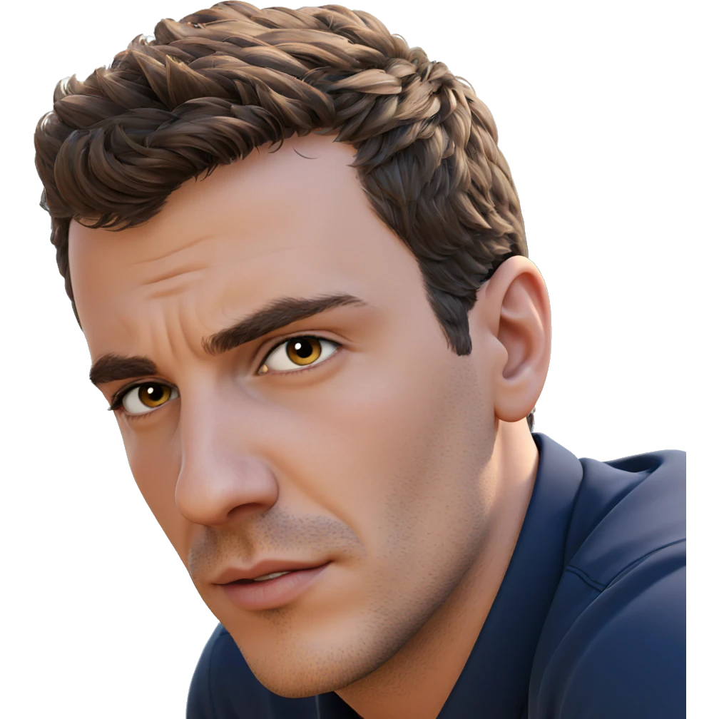 realistic male portrait with focus emoji