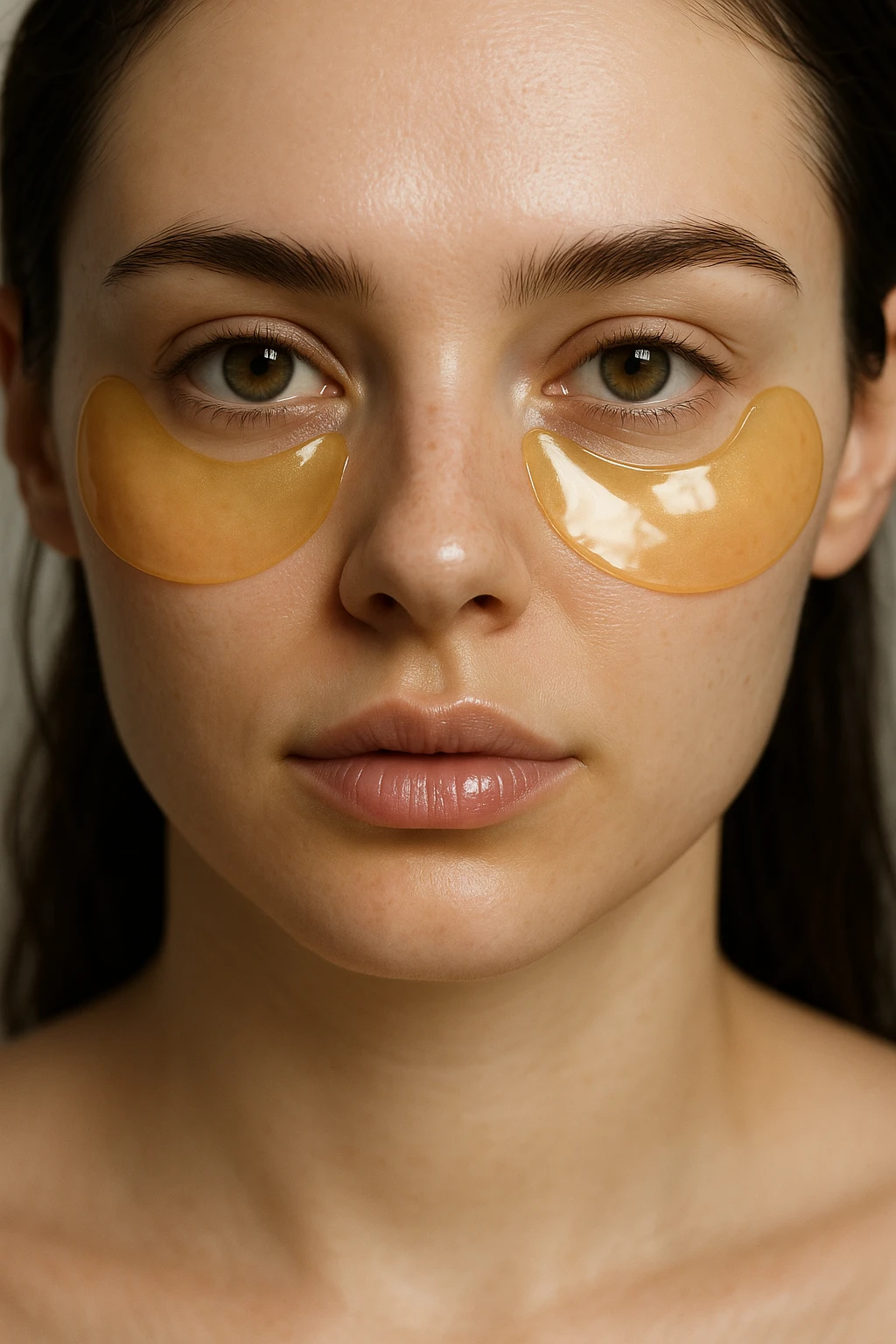under eye patches, realistic style, glossy, beauty product emoji