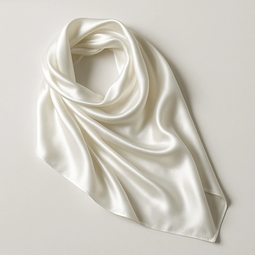 white silk scarf, draped and folded, shiny silk, simple background emoji