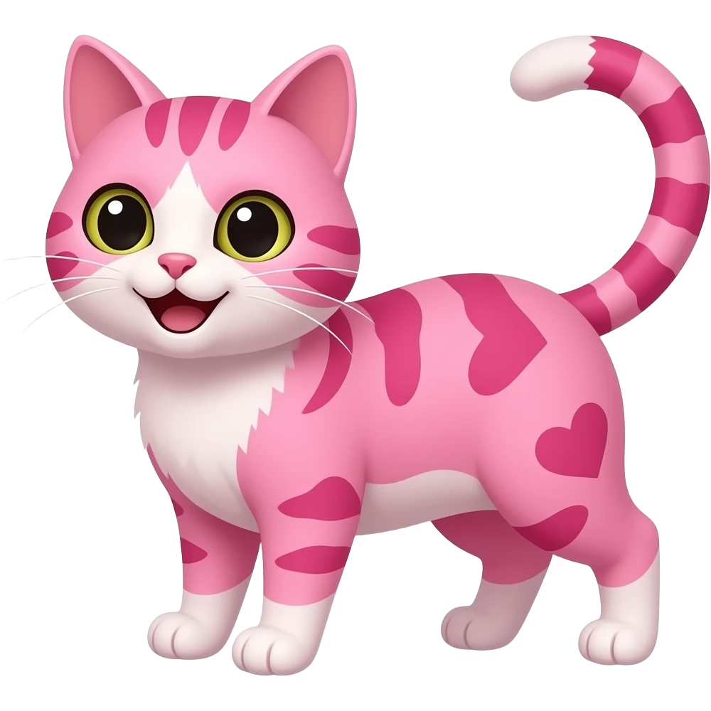 make a cat with pink and hearts and more happy emoji