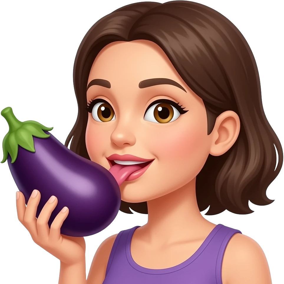 woman licking side of eggplant emoji