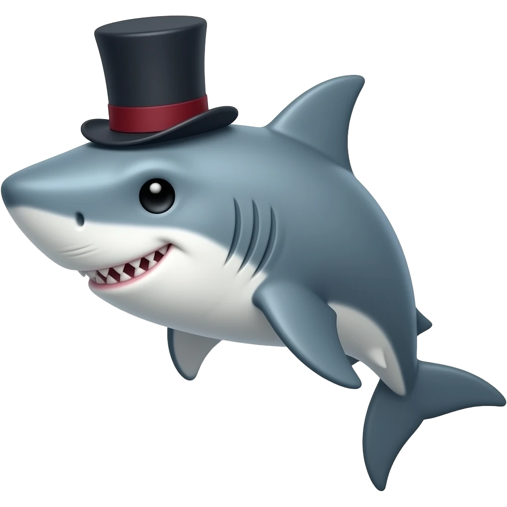 Shark with a top hat emoji