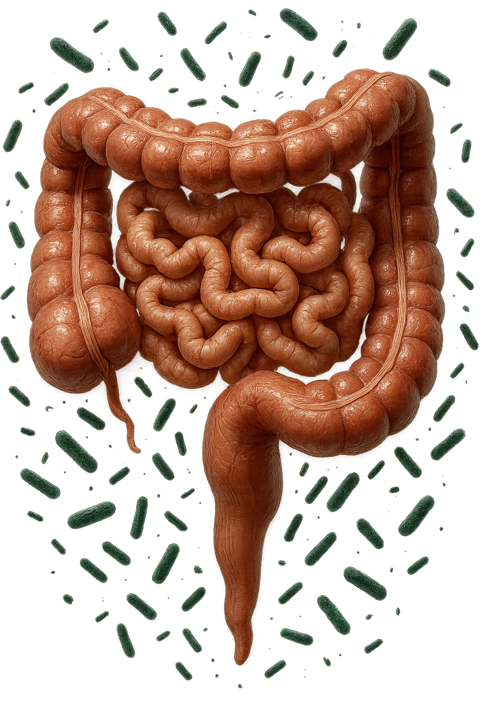 INTESTINO UMANO ANATOMICO REALISTICO CON BATTERI CHE GLI FLUTTUANO INTORNO, IPERREALISTICO 4K emoji
