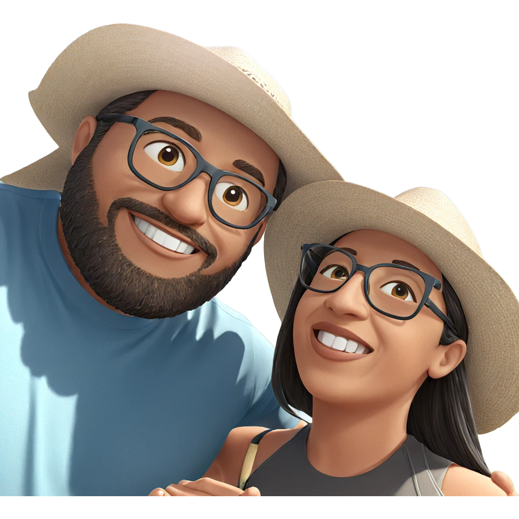 smiling couple outdoors in sunlight emoji