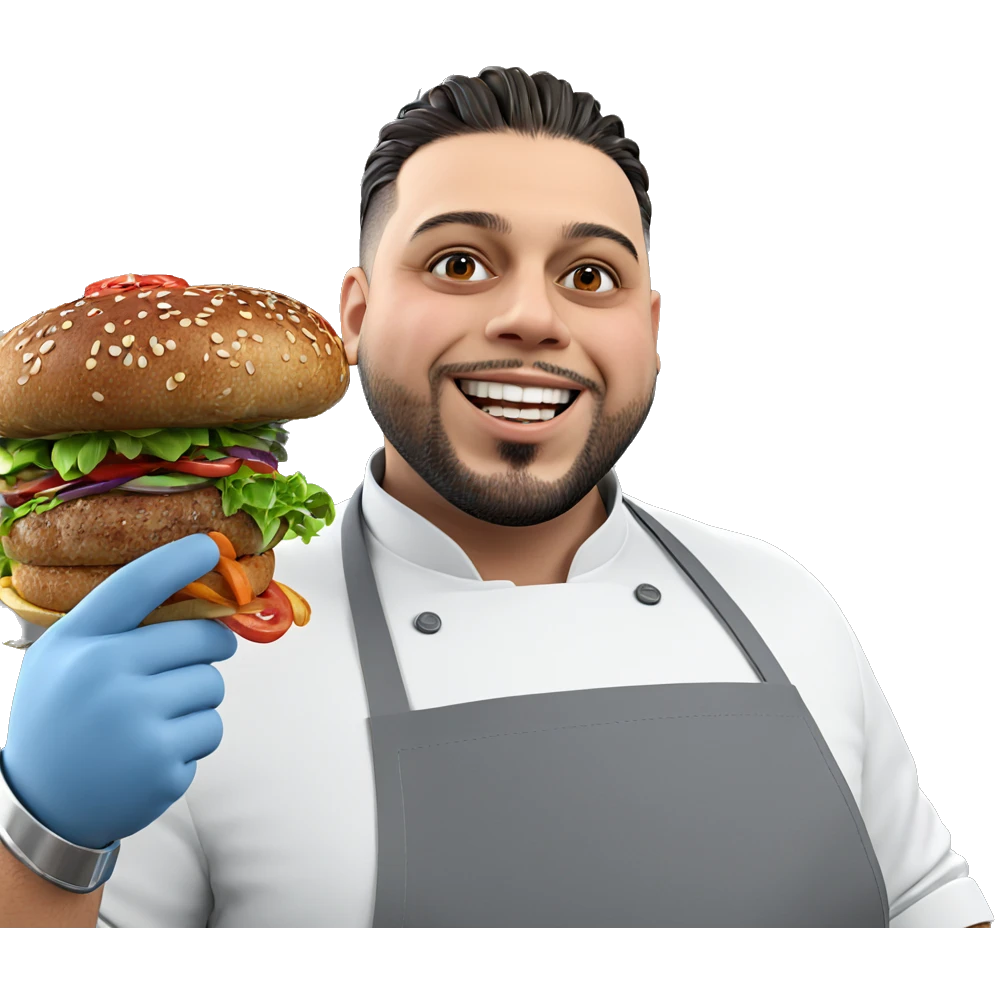 smiling chef holding food emoji