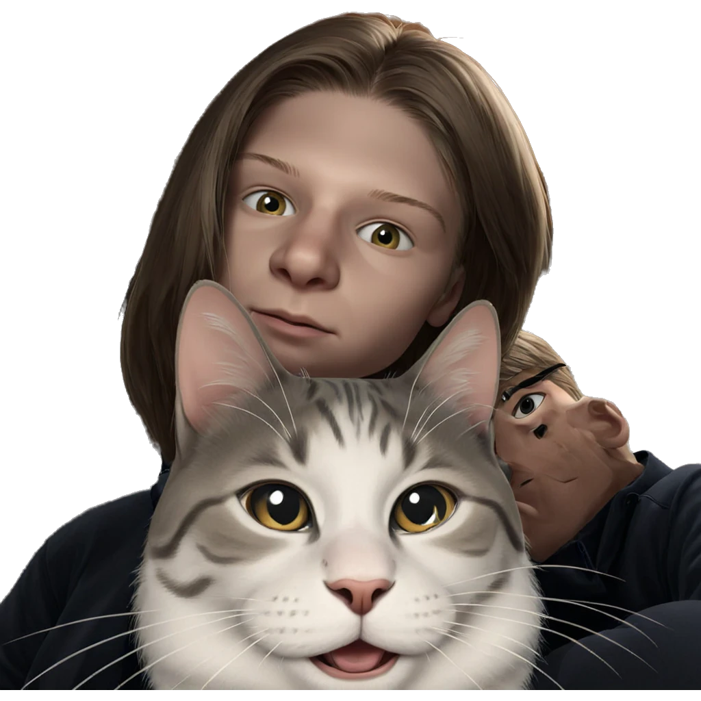boy with cat indoors emoji