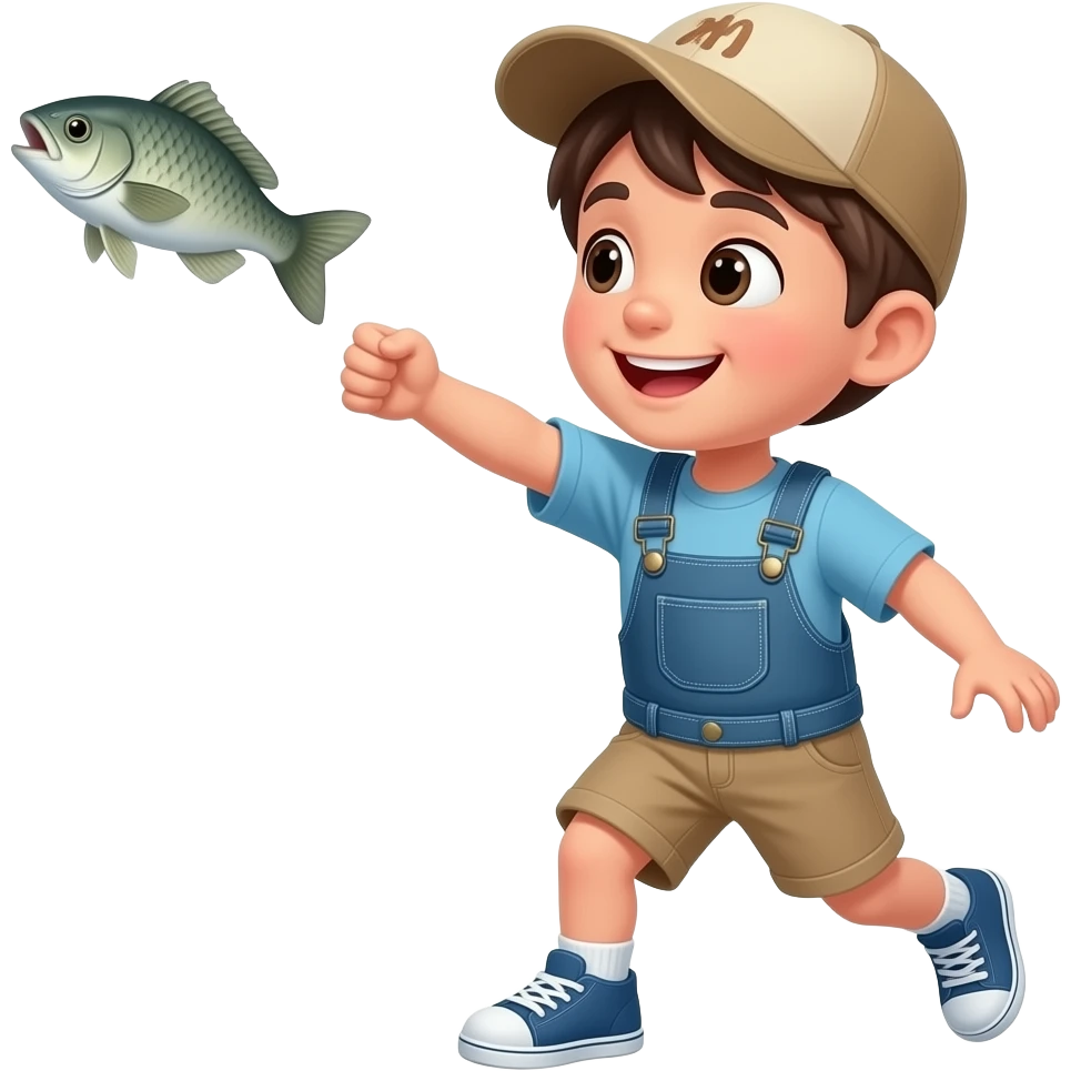 a kid throwing a fish emoji