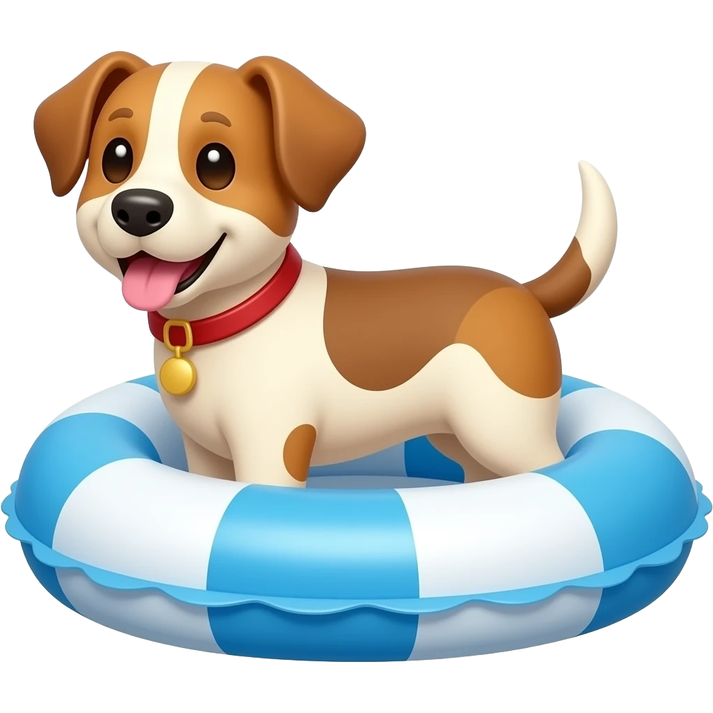 make a dog using a inflatable pool float, make it in an emoji style emoji