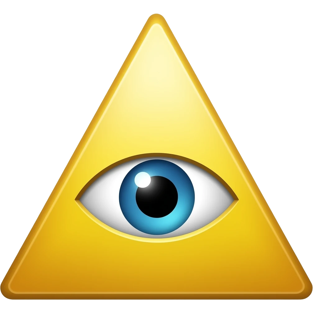 All seeing eye triangle yellow with one single big eye yellow emoji